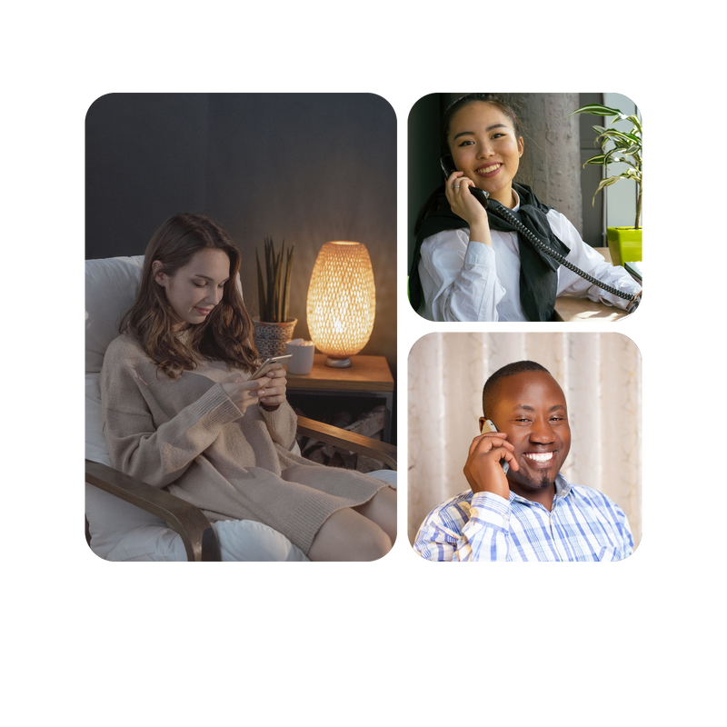 People texting and talking on the phone